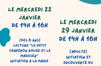 LES ATELIERS DE JANVIER Du 22 au 29 janv 2025